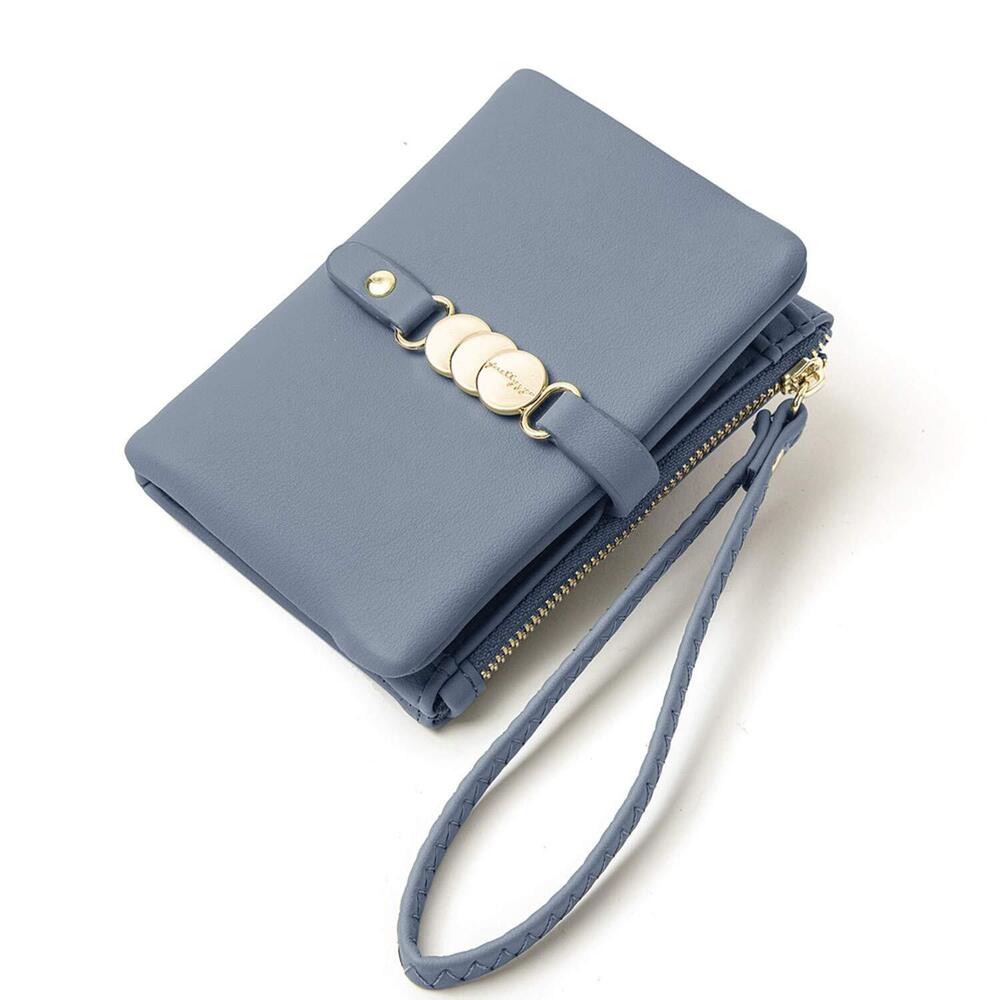 Blue Women's Wristlet Wallet - Compact Zip & Clutch